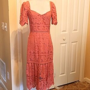SAYLOR Coral Pink lace dress Size M